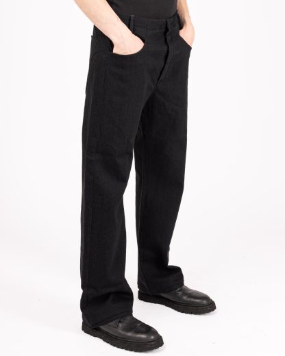 LABEL UNDER CONSTRUCTION 48FPN319 FC12B BK Men Yoke Pockets Wide Jeans Pants Herren Hose Trousers cotton light denim black hide m 4