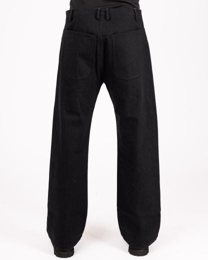 LABEL UNDER CONSTRUCTION 48FPN319 FC12B BK Men Yoke Pockets Wide Jeans Pants Herren Hose Trousers cotton light denim black hide m 6