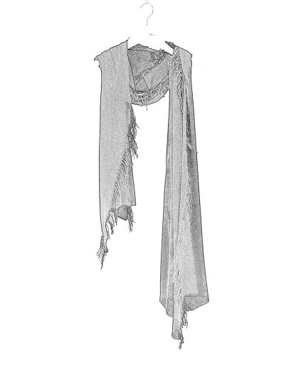 LABEL UNDER CONSTRUCTION 48YSC376M JAI1 BK Men Women Fringed Wrap Scarf Schal cashmere silk black hide m 2