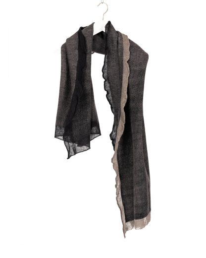 LABEL UNDER CONSTRUCTION 48YSC385 JAI1 BK:GW Hooked Wrap Scarf Men Women Schal cashmere silk black beige dark grey hide m 1