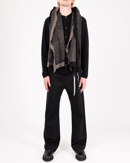 LABEL UNDER CONSTRUCTION 48YSC385 JAI1 BK:GW Hooked Wrap Scarf Men Women Schal cashmere silk black beige dark grey hide m 3