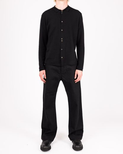 LABEL UNDER CONSTRUCTION 48YSH391 JAI1 BK Men Overshirt Sweater Herren Pulli Pullover cashmere silk black hide m 3